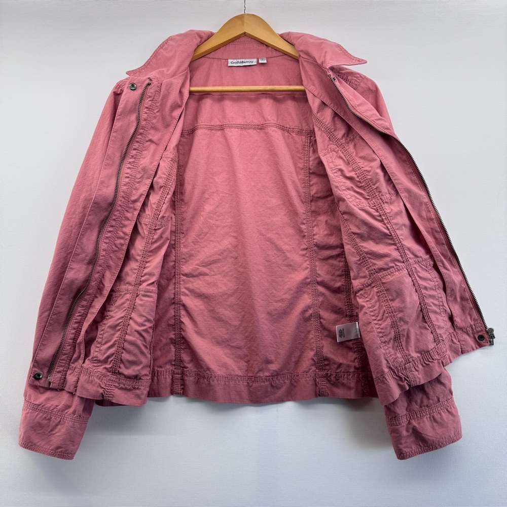 Croft & Barrow Pink Utility Jacket Full Zip Size Medium Safari Style 100%Cotton - Picture 6 of 11